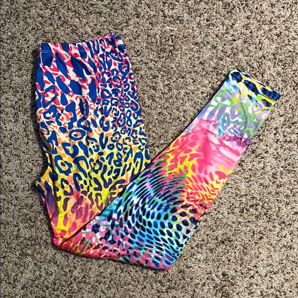 Size 12-14 bright multicolored animal print leggings